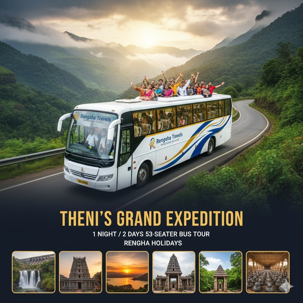 Theni's Mega Expedition: A 1N/2D 53-Seater Bus Tour by Rengaha Holidays