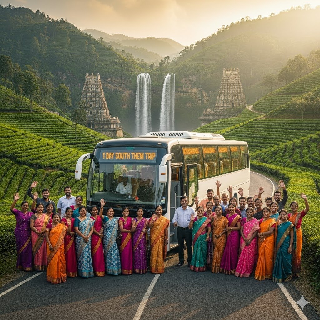  Rengha Holidays: 1-Day Luxury South Theni Trip (53-Seater Bus)