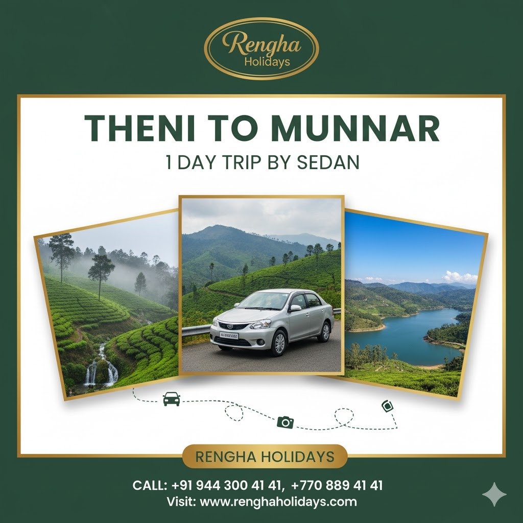 1-Day Munnar Trip Itinerary (Sedan - Theni to Theni)