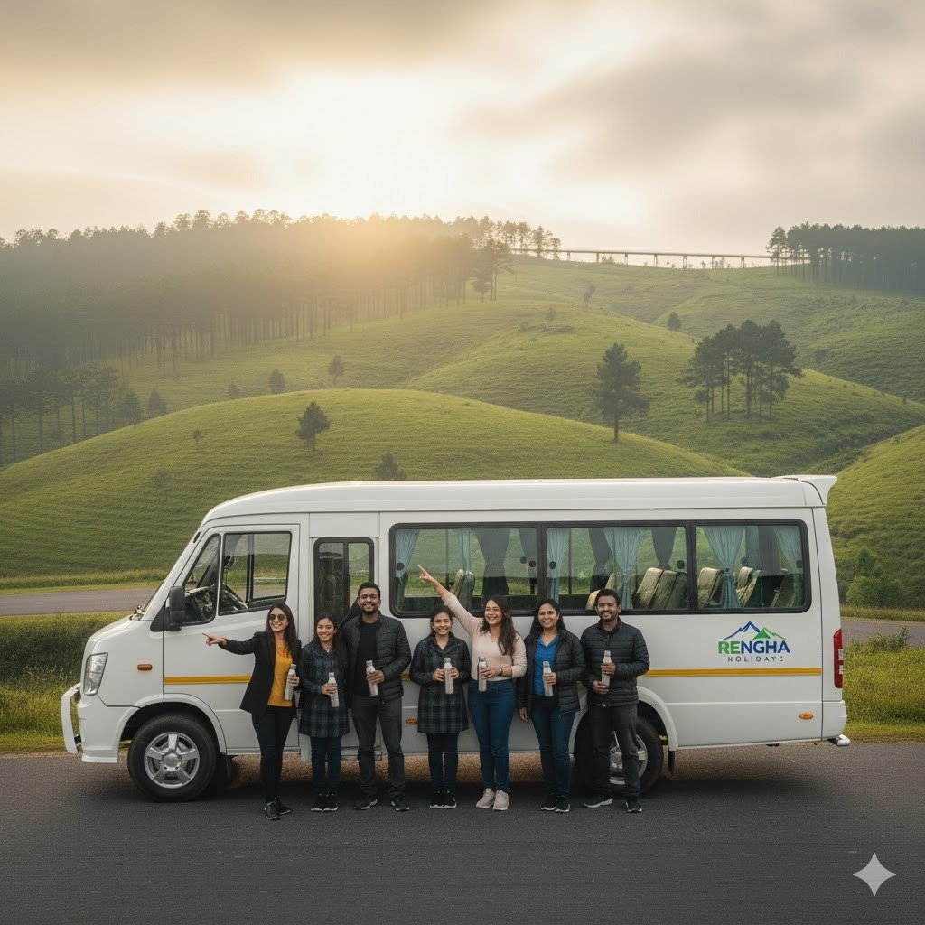 1-Day Vagamon Luxury Trip Itinerary (12+1 Tempo Traveller)